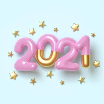 3d rendering 2021 year, greeting card holiday christmas and new year, Horizontal Stock Illustration