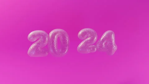 3D rendering of 2024 New Year numbers in form of transparent inflated balloons Stock Footage 260136250