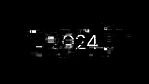 3D rendering 2024 text with screen effects of technological glitches Stock Illustration