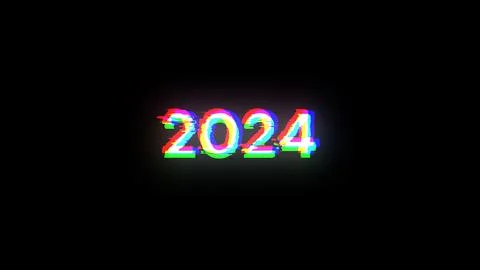 3D rendering 2024 text with screen effects of technological glitches Illustrazione stock