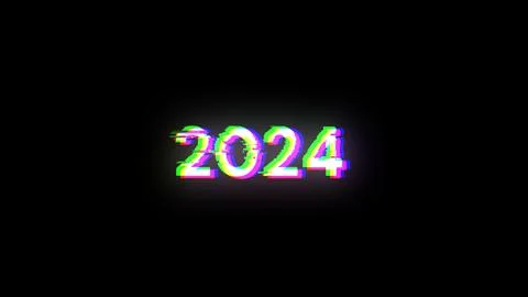3D rendering 2024 text with screen effects of technological glitches Stock-Illustration