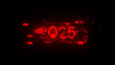 3D rendering 2025 text with screen effects of technological glitches 스톡 일러스트