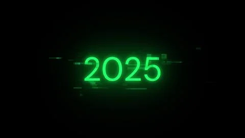 3D rendering 2025 text with screen effects of technological glitches Stock Illustration