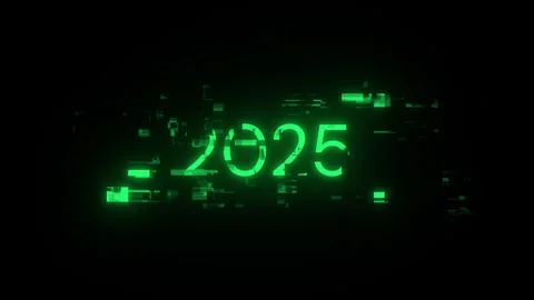 3D rendering 2025 text with screen effects of technological glitches 스톡 일러스트