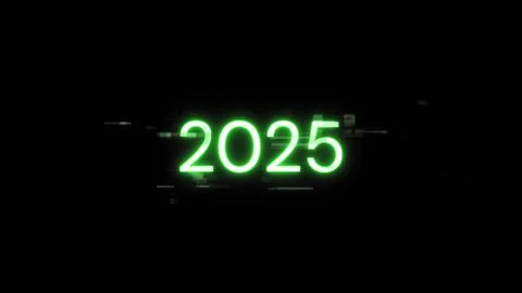 3D rendering 2025 text with screen effects of technological glitches イラスト素材