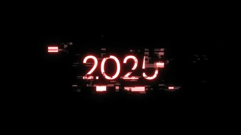 3D rendering 2025 text with screen effects of technological glitches イラスト素材