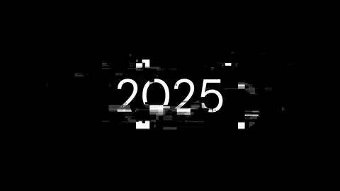 3D rendering 2025 text with screen effects of technological glitches Stock Illustration