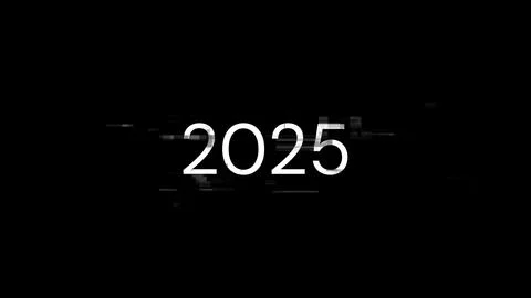 3D rendering 2025 text with screen effects of technological glitches 스톡 일러스트