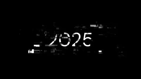 3D rendering 2025 text with screen effects of technological glitches Stock Illustration