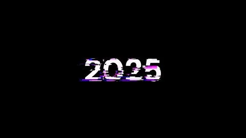 3D rendering 2025 text with screen effects of technological glitches Stock Illustration