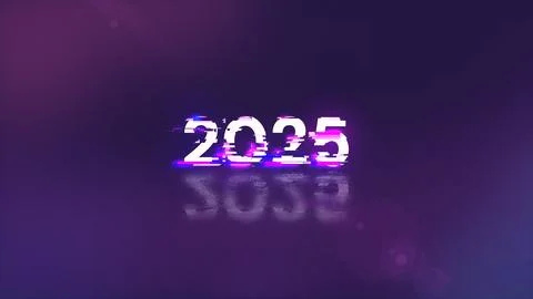 3D rendering 2025 text with screen effects of technological glitches 스톡 일러스트