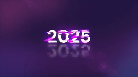 3D rendering 2025 text with screen effects of technological glitches Illustrazione stock