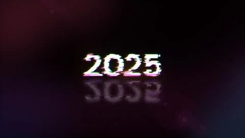 3D rendering 2025 text with screen effects of technological glitches 스톡 일러스트