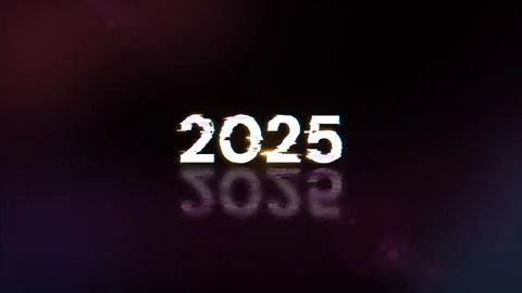 3D rendering 2025 text with screen effects of technological glitches 스톡 일러스트