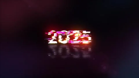 3D rendering 2025 text with screen effects of technological glitches Stock-Illustration