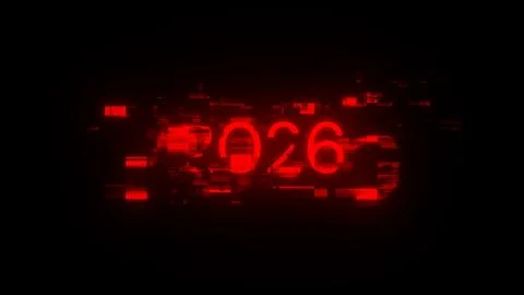 3D rendering 2026 text with screen effects of technological glitches 스톡 일러스트