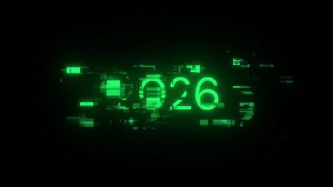 3D rendering 2026 text with screen effects of technological glitches Stock Illustration