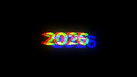 3D rendering 2026 text with screen effects of technological glitches Illustrazione stock