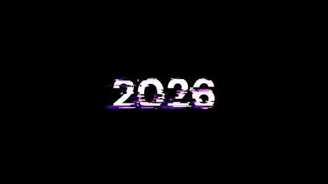 3D rendering 2026 text with screen effects of technological glitches Stock Illustration