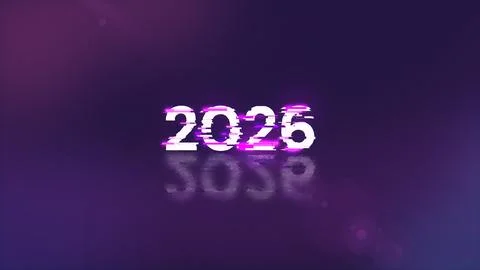 3D rendering 2026 text with screen effects of technological glitches Stock Illustration