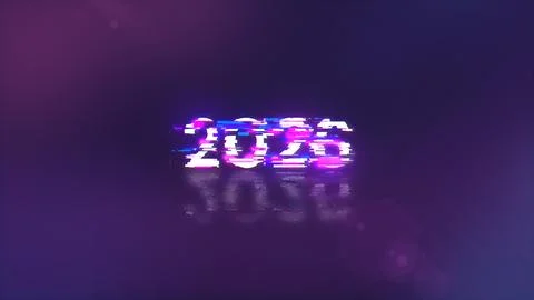 3D rendering 2026 text with screen effects of technological glitches Stockillustratie