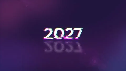 3D rendering 2027 text with screen effects of technological glitches Stock Illustration