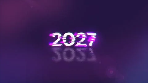 3D rendering 2027 text with screen effects of technological glitches 스톡 일러스트