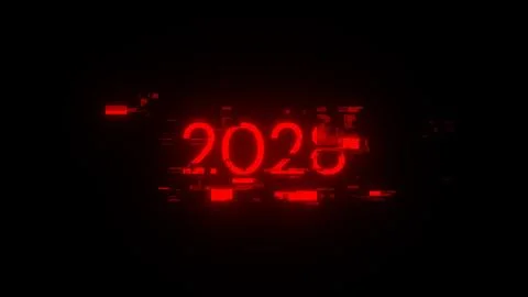 3D rendering 2028 text with screen effects of technological glitches Stock Illustration