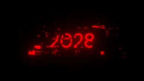 3D rendering 2028 text with screen effects of technological glitches 스톡 일러스트