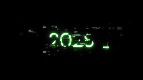 3D rendering 2028 text with screen effects of technological glitches 스톡 일러스트