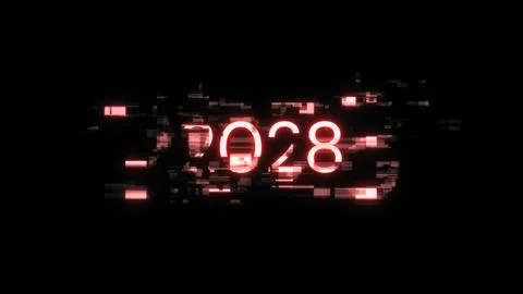 3D rendering 2028 text with screen effects of technological glitches イラスト素材