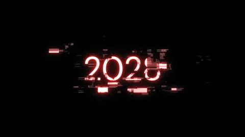 3D rendering 2028 text with screen effects of technological glitches イラスト素材