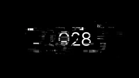3D rendering 2028 text with screen effects of technological glitches 스톡 일러스트