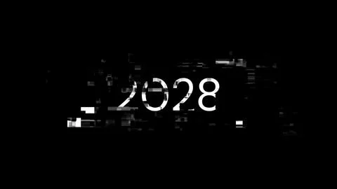 3D rendering 2028 text with screen effects of technological glitches 스톡 일러스트