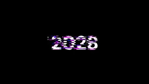 3D rendering 2028 text with screen effects of technological glitches Stock Illustration