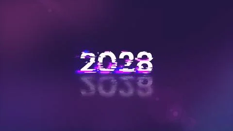 3D rendering 2028 text with screen effects of technological glitches イラスト素材
