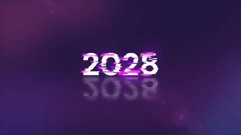 3D rendering 2028 text with screen effects of technological glitches イラスト素材