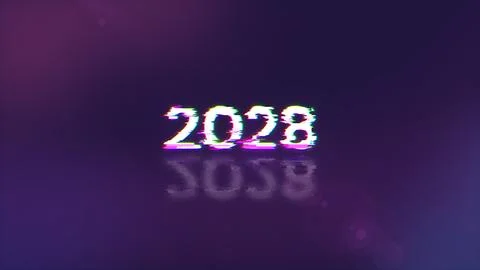 3D rendering 2028 text with screen effects of technological glitches Stock Illustration