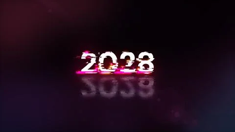 3D rendering 2028 text with screen effects of technological glitches 스톡 일러스트