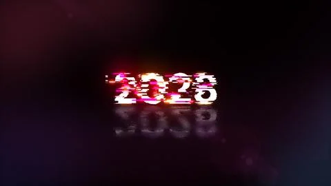 3D rendering 2028 text with screen effects of technological glitches 스톡 일러스트