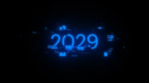 3D rendering 2029 text with screen effects of technological glitches イラスト素材