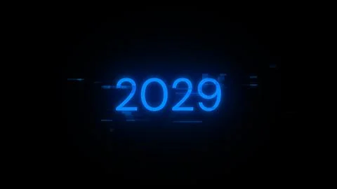 3D rendering 2029 text with screen effects of technological glitches Stock-Illustration