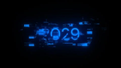 3D rendering 2029 text with screen effects of technological glitches 스톡 일러스트