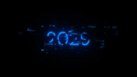 3D rendering 2029 text with screen effects of technological glitches イラスト素材