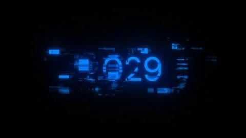 3D rendering 2029 text with screen effects of technological glitches 스톡 일러스트