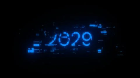 3D rendering 2029 text with screen effects of technological glitches イラスト素材