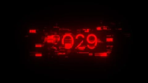 3D rendering 2029 text with screen effects of technological glitches Stock Illustration