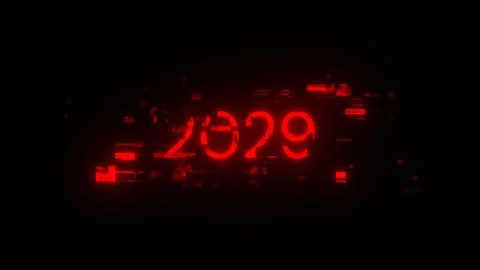 3D rendering 2029 text with screen effects of technological glitches イラスト素材
