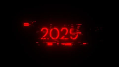 3D rendering 2029 text with screen effects of technological glitches Stock-Illustration