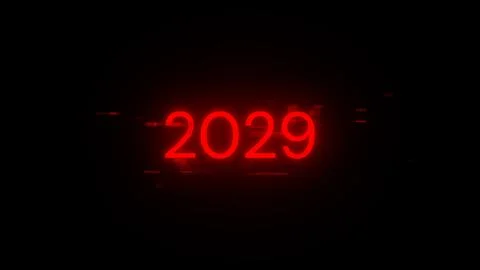 3D rendering 2029 text with screen effects of technological glitches Stock Illustration
